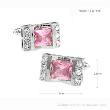 2016 New Arrival Fashion High End Jewelry Wedding Cufflinks With Pink Ziron